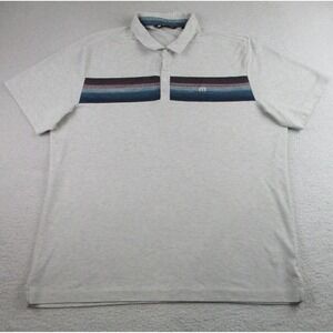 TravisMathew Polo Shirt Mens 2XL Heather Gray‎ Stripe Golf Pima Cotton Casual